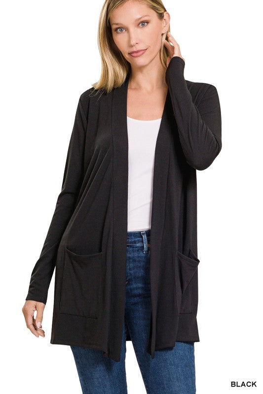 Women's Slouchy Pocket Open Cardigan