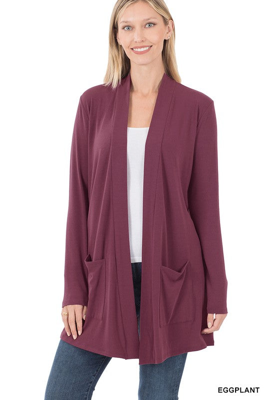 Women's Slouchy Pocket Open Cardigan