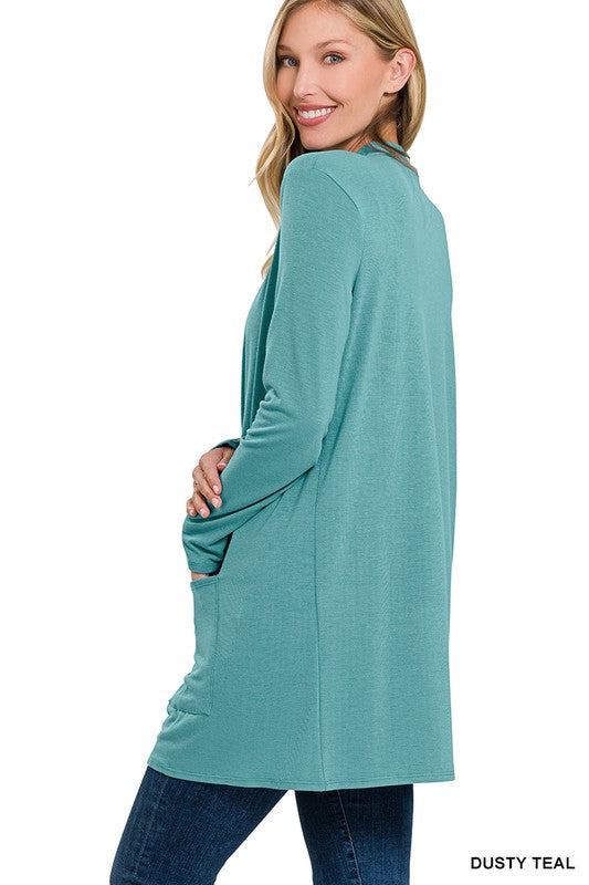 Women's Slouchy Pocket Open Cardigan