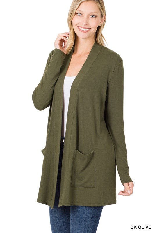 Women's Slouchy Pocket Open Cardigan