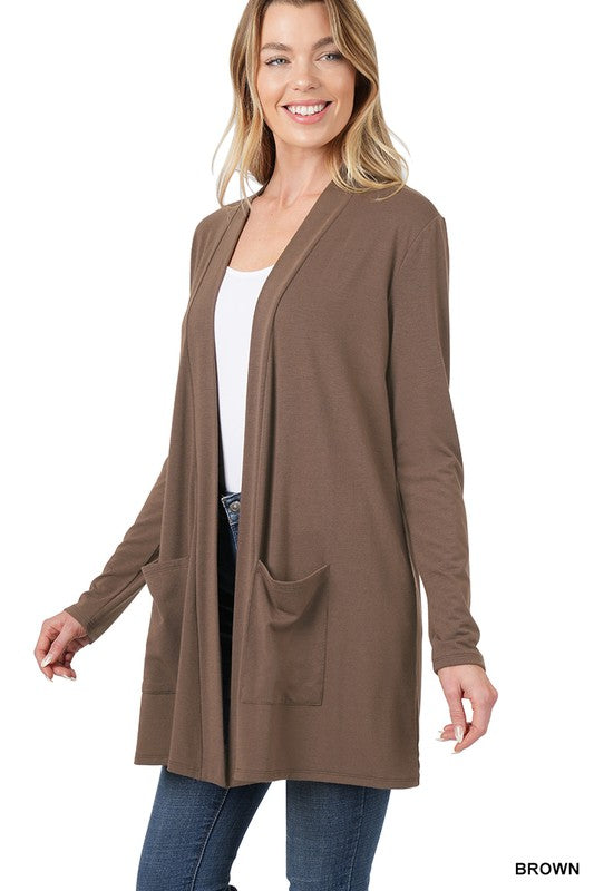 Women's Slouchy Pocket Open Cardigan