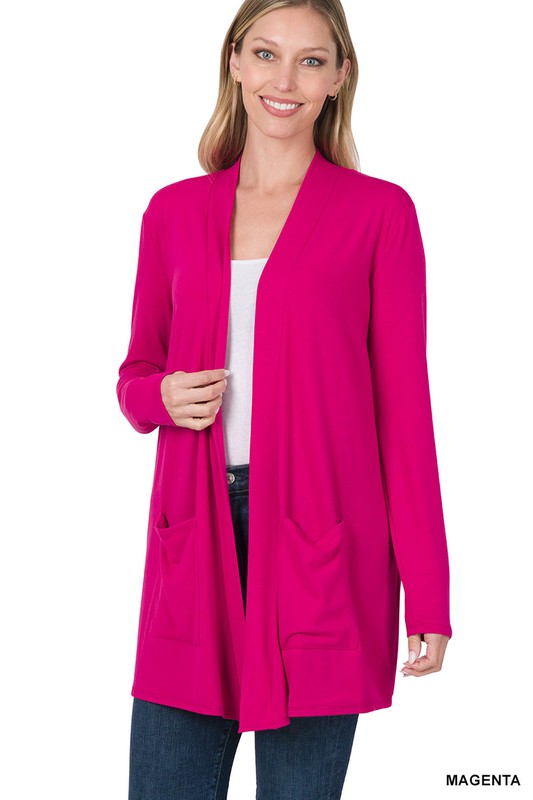 Women's Slouchy Pocket Open Cardigan