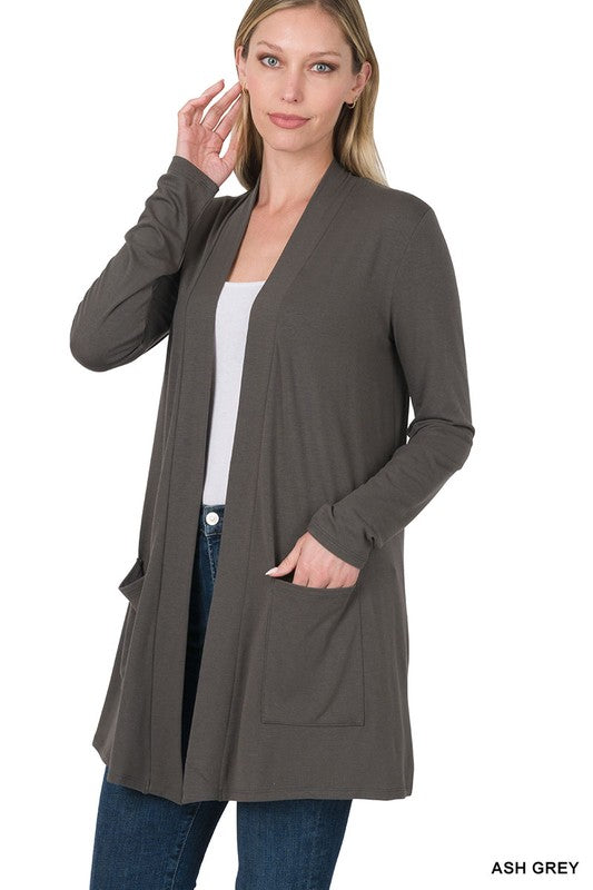 Women's Slouchy Pocket Open Cardigan