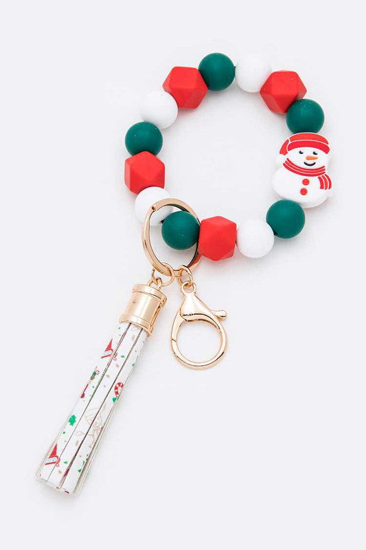 Snowman Printed Christmas Silicon Key Chain