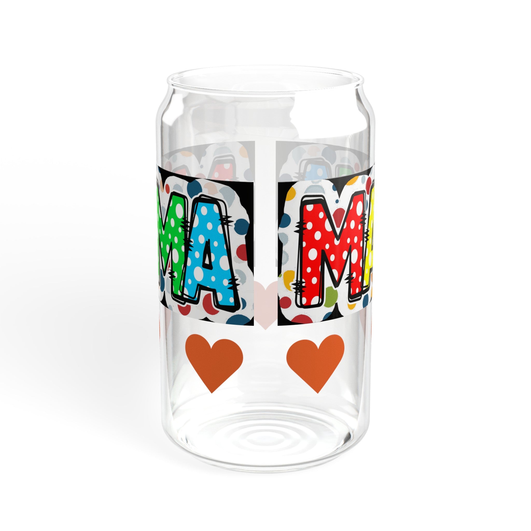 Happy Mother's Day Mama with Hearts Sipper Glass, 16oz