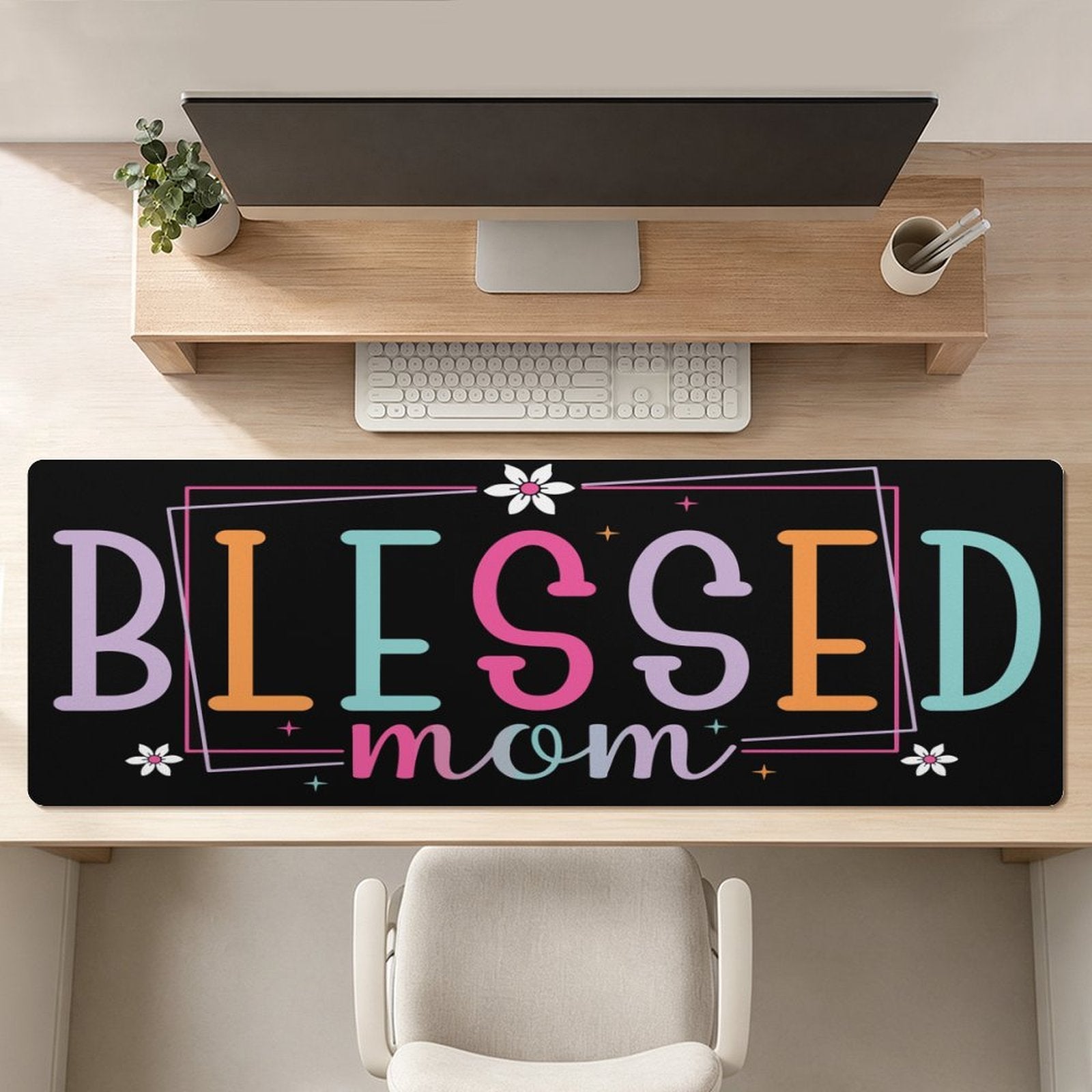 Blessed Mom Black Custom Mousepad with Rounded Corners | 47.2