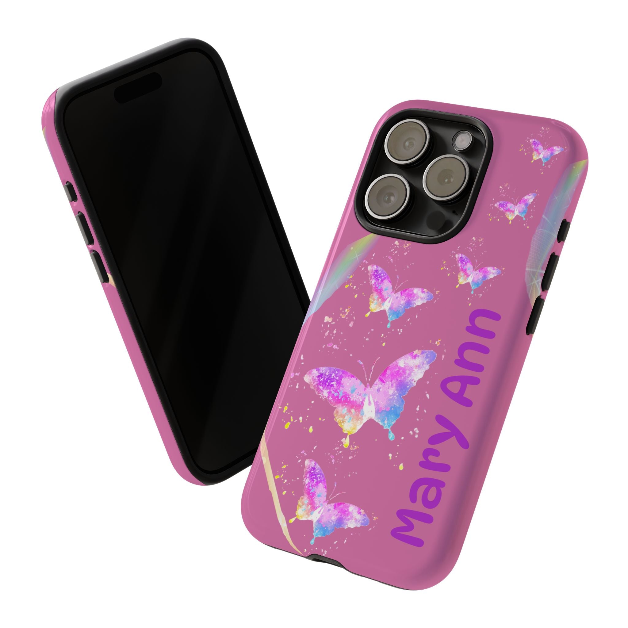 Personalized Butterfly Phone Case, Floral Phone Cover, Customizable Phone Case, Gift for Her, Pastel Decor