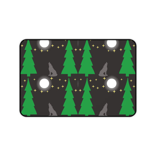 Grey Wolves Howling at the Moon Desk Mat