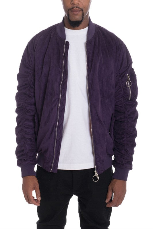 Men's Microsuede Scrunched Bomber Jacket