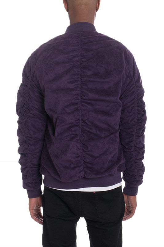 Men's Microsuede Scrunched Bomber Jacket