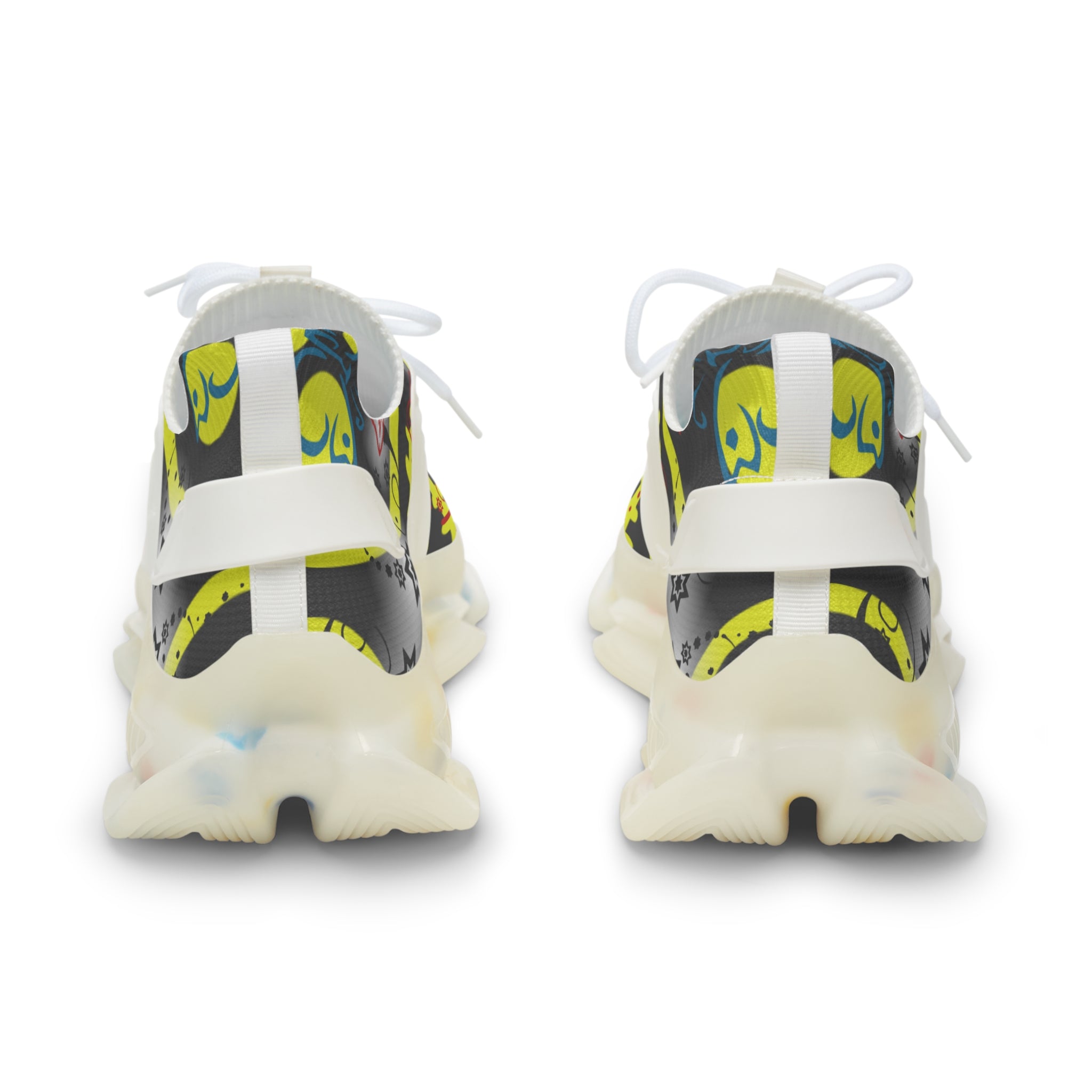 Men's Yellow Graffiti Mesh Sneakers