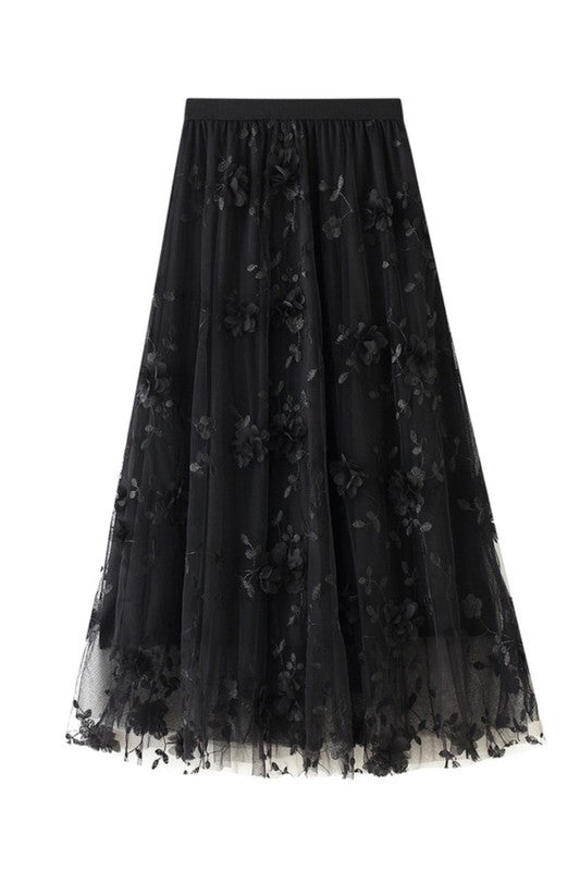 Women's Floral Lace Midi Skirt