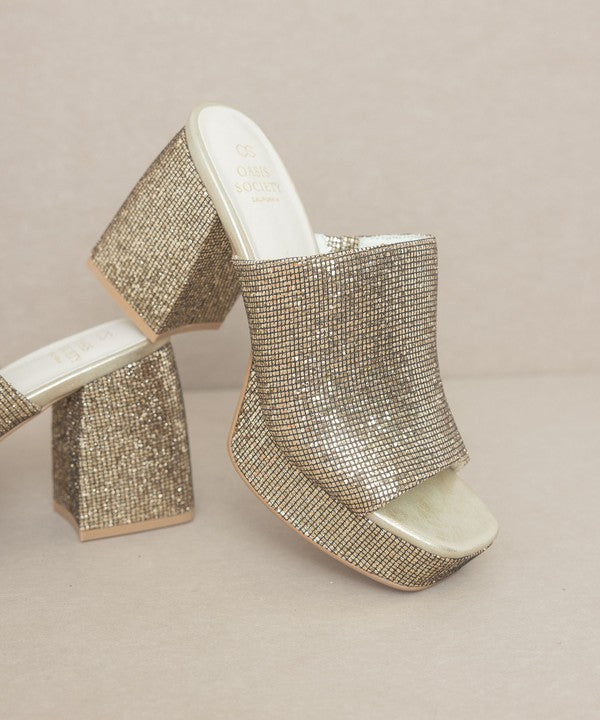 Women's Oasis Society Crystal Sparkling Platform Slides