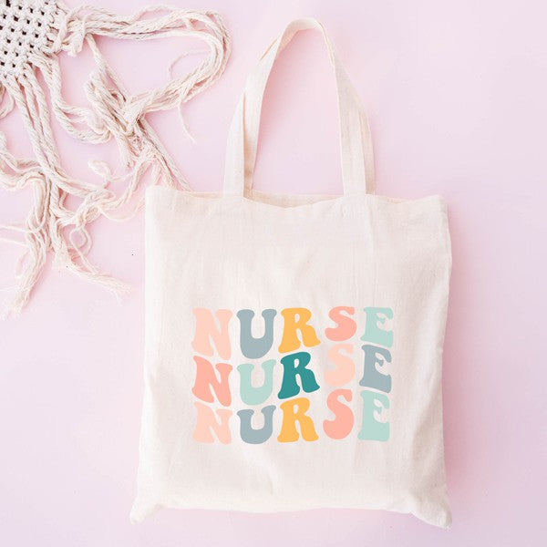 Nurse Stacked Wavy Colorful Tote Bag