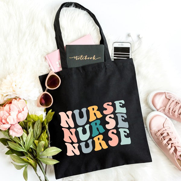 Nurse Stacked Wavy Colorful Tote Bag