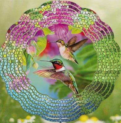 Multi Color Hummingbirds Spring Wind Spinner