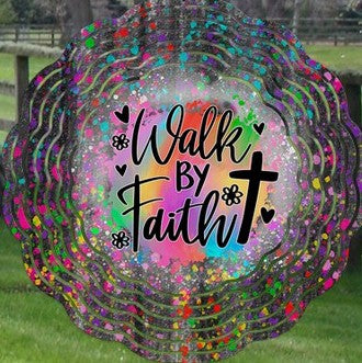 Colorful Walk By Faith Garden Decor Wind Spinner