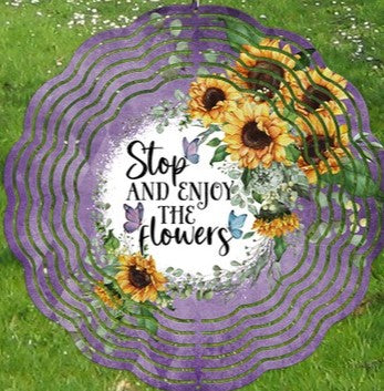 Stop and Enjoy the Flowers Garden Decor Wind Spinner