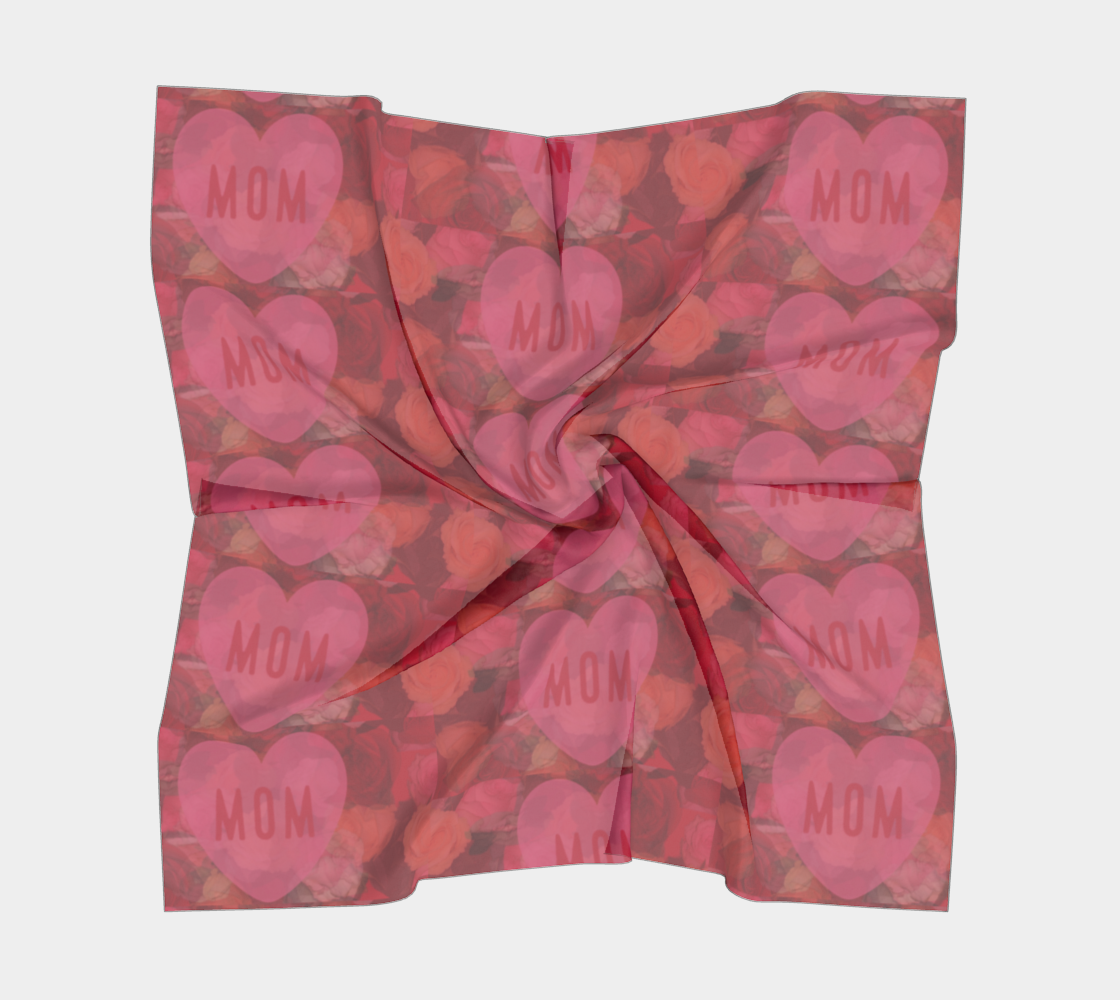 Mom Pink Hearts & Red Roses Square Scarf