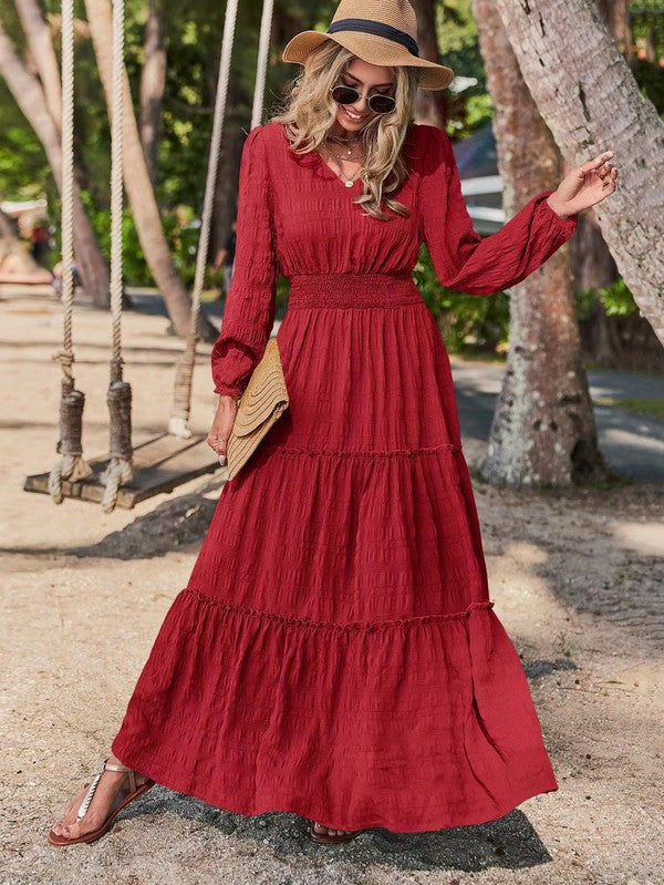 Long sleeve tiered maxi dress