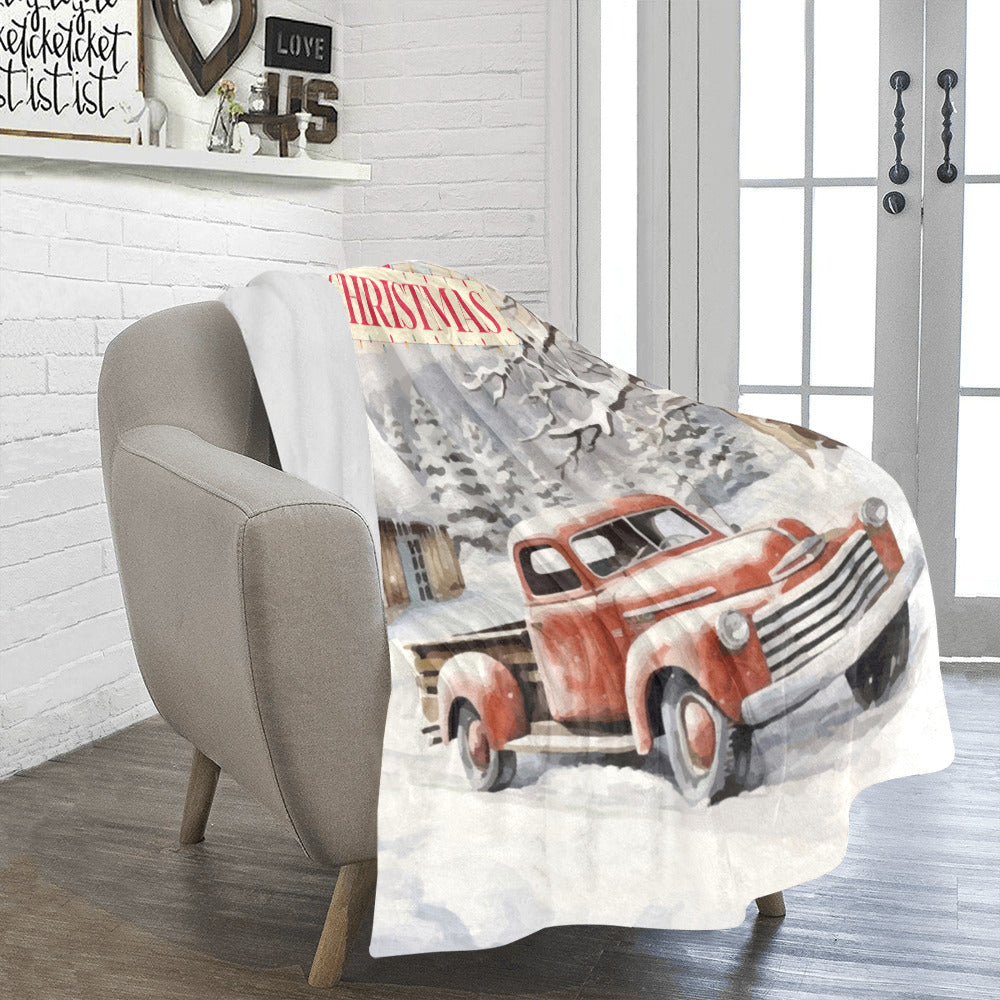 Vintage Truck Christmas Ultra-Soft Micro Fleece Blanket (Made in USA)