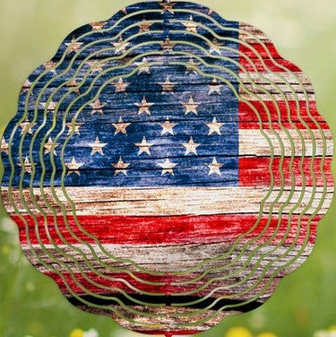Patriotic America USA Flag Garden Wind Spinner