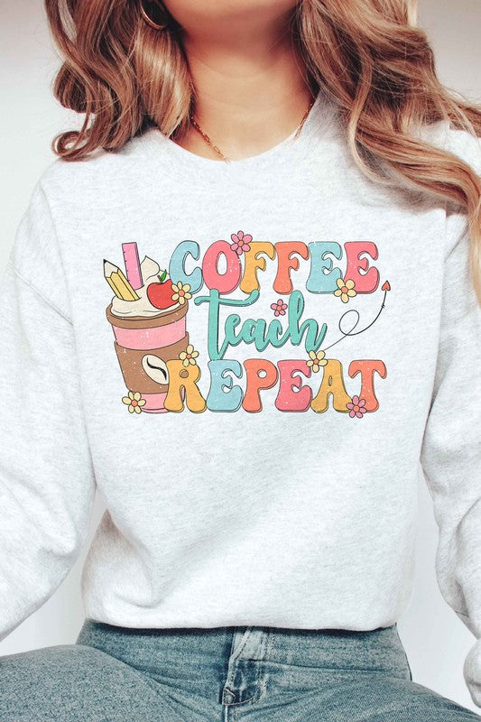 Women's Coffee Teach Repeat Graphic Sweatshirt