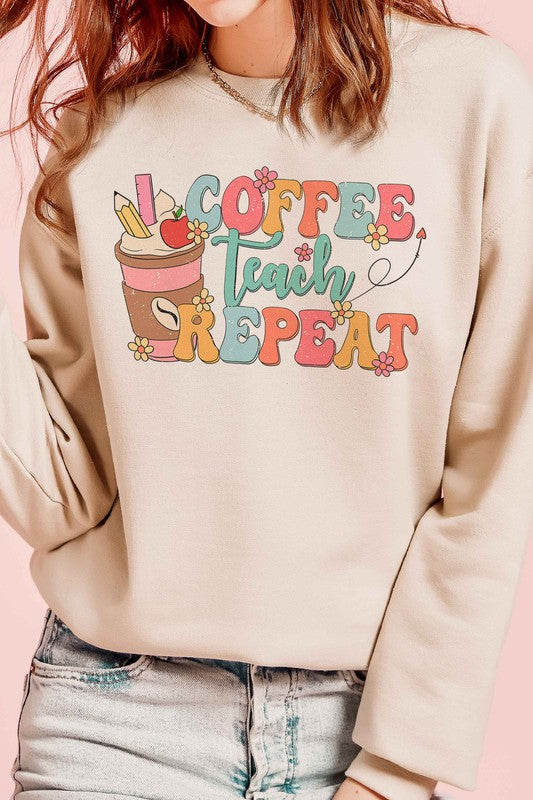 Women's Coffee Teach Repeat Graphic Sweatshirt