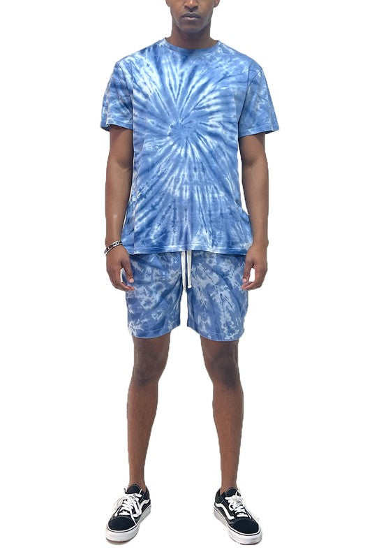Men's Tye Dye Shirt and Shorts 2-piece Set