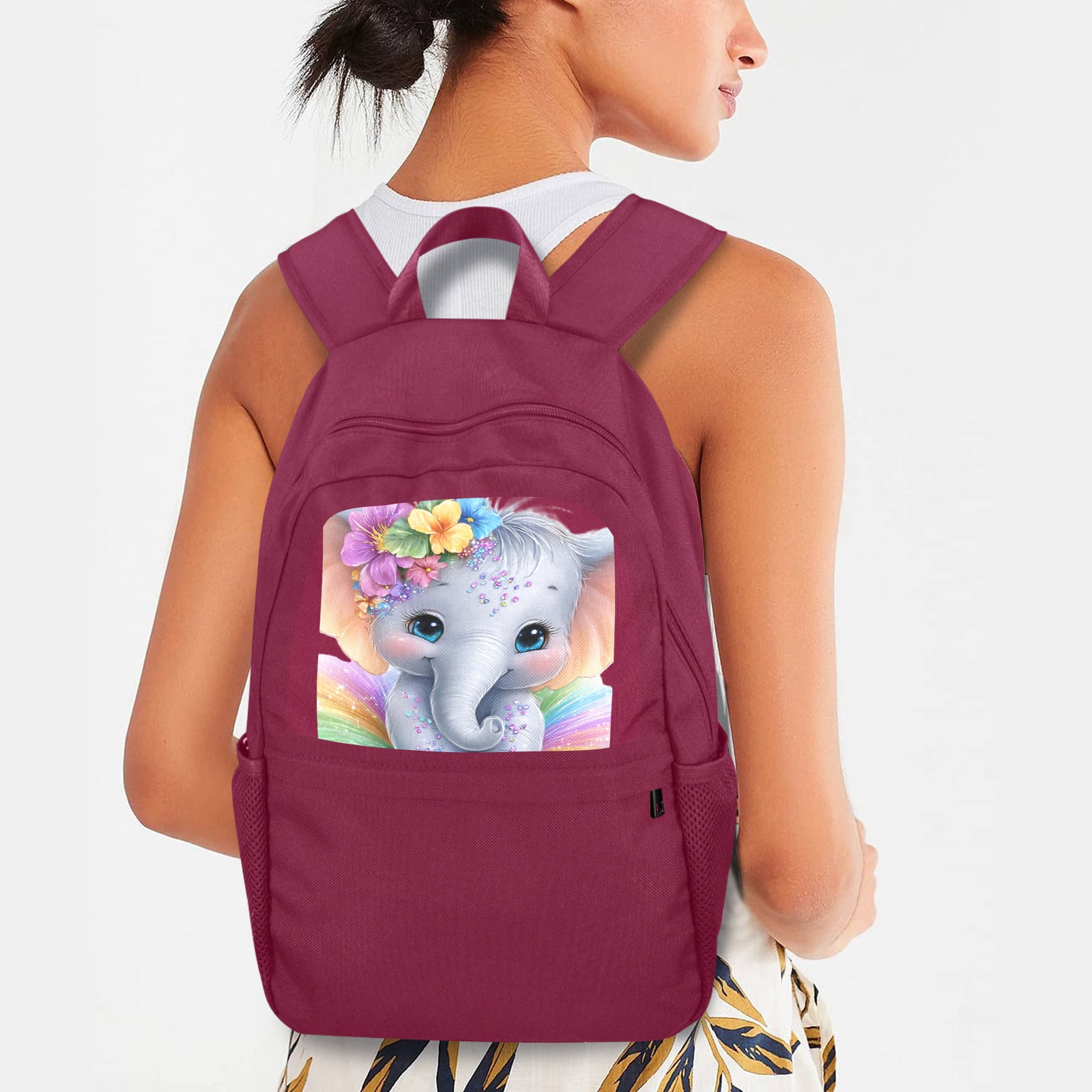 Baby Elephant Casual Backpack (Upper Part Printing) (Model 1753)