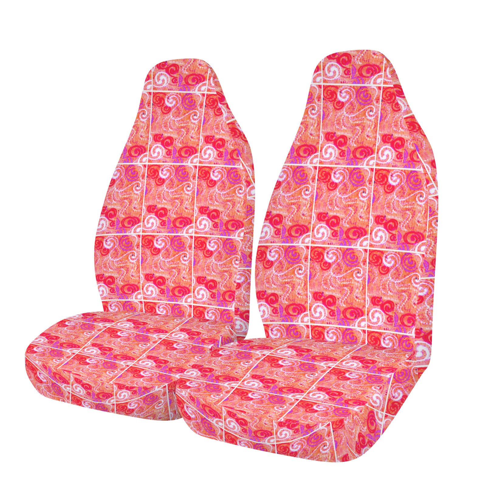 Orange Swirl Design Car Seat Covers (Set of 2) | Ships from USA