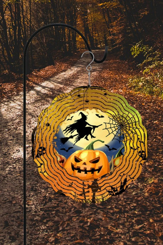 Halloween Decor Flying Witch and Pumpkin Wind Spinner