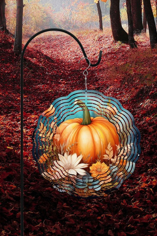 Fall Decor Orange Pumpkins Wind Spinner