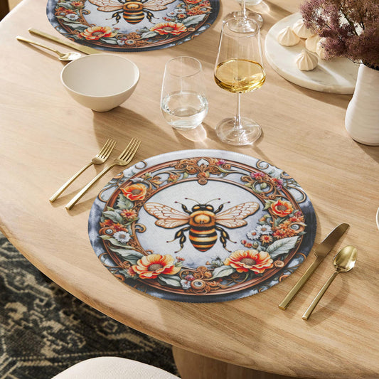 Bumble Bee in Frame Round Placemat (Made in USA)