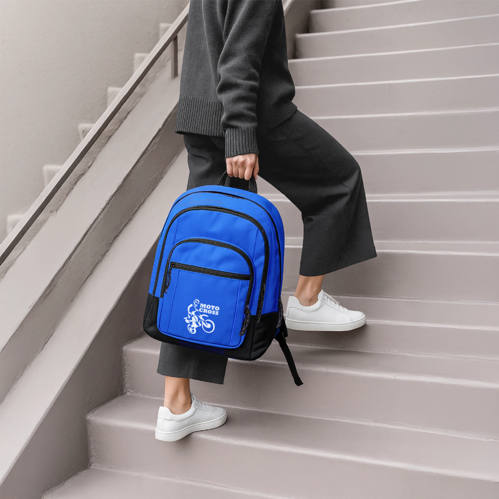 Motocross Bike Rider Basic Backpack - royal blue