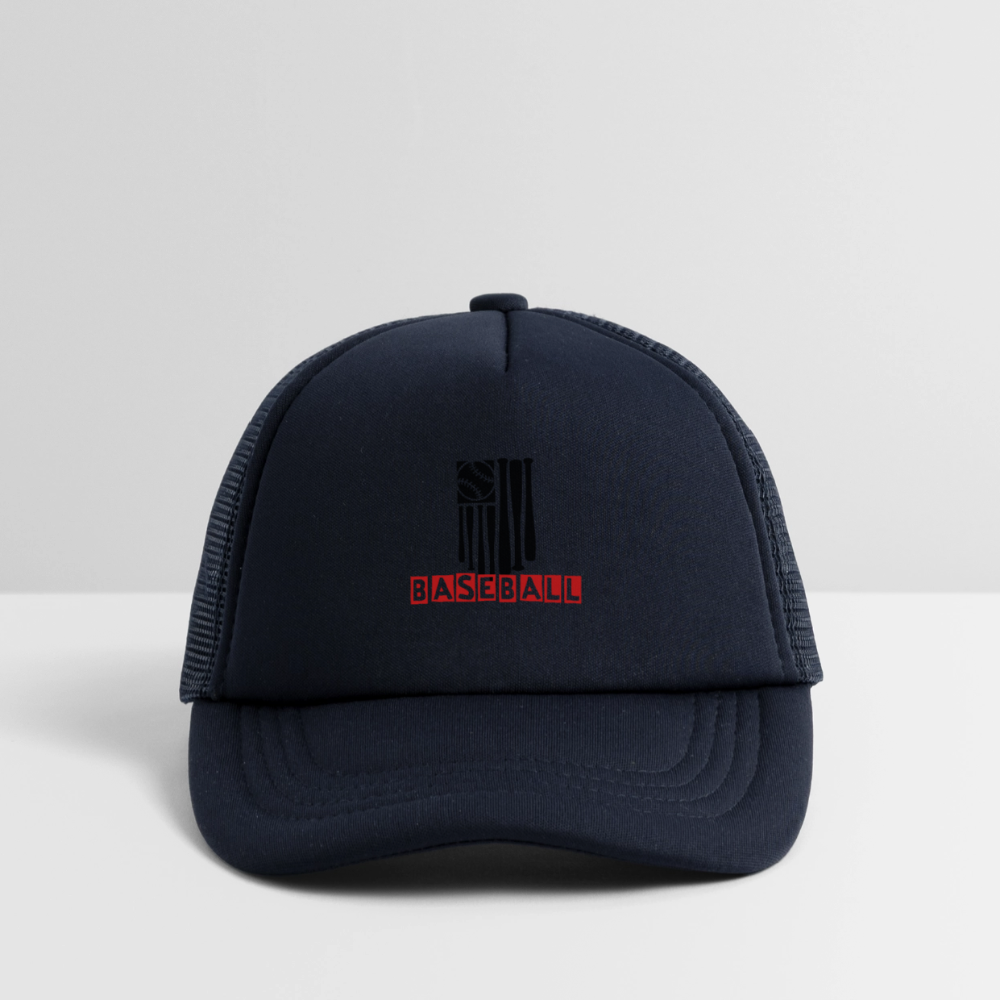 Kid's Baseball Flag Trucker Cap - navy