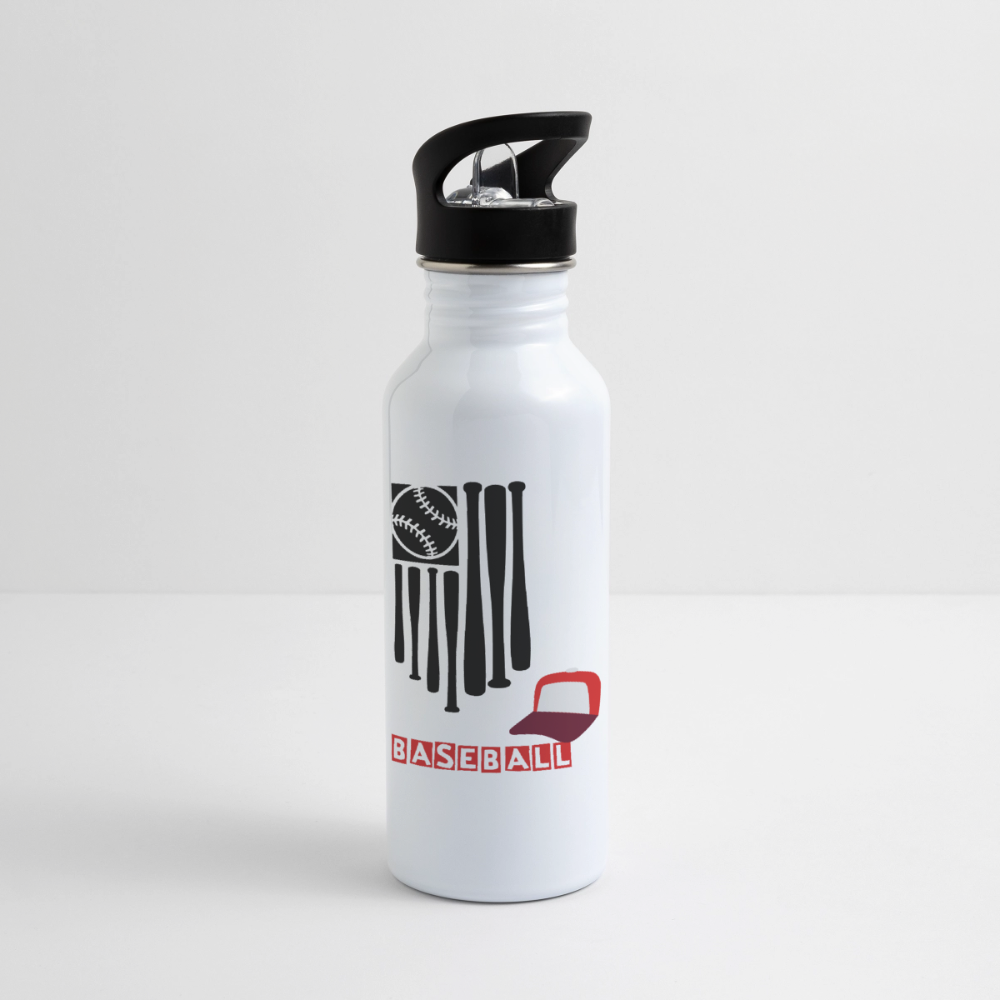 Child's Baseball Stainless Steel Water Bottle - white