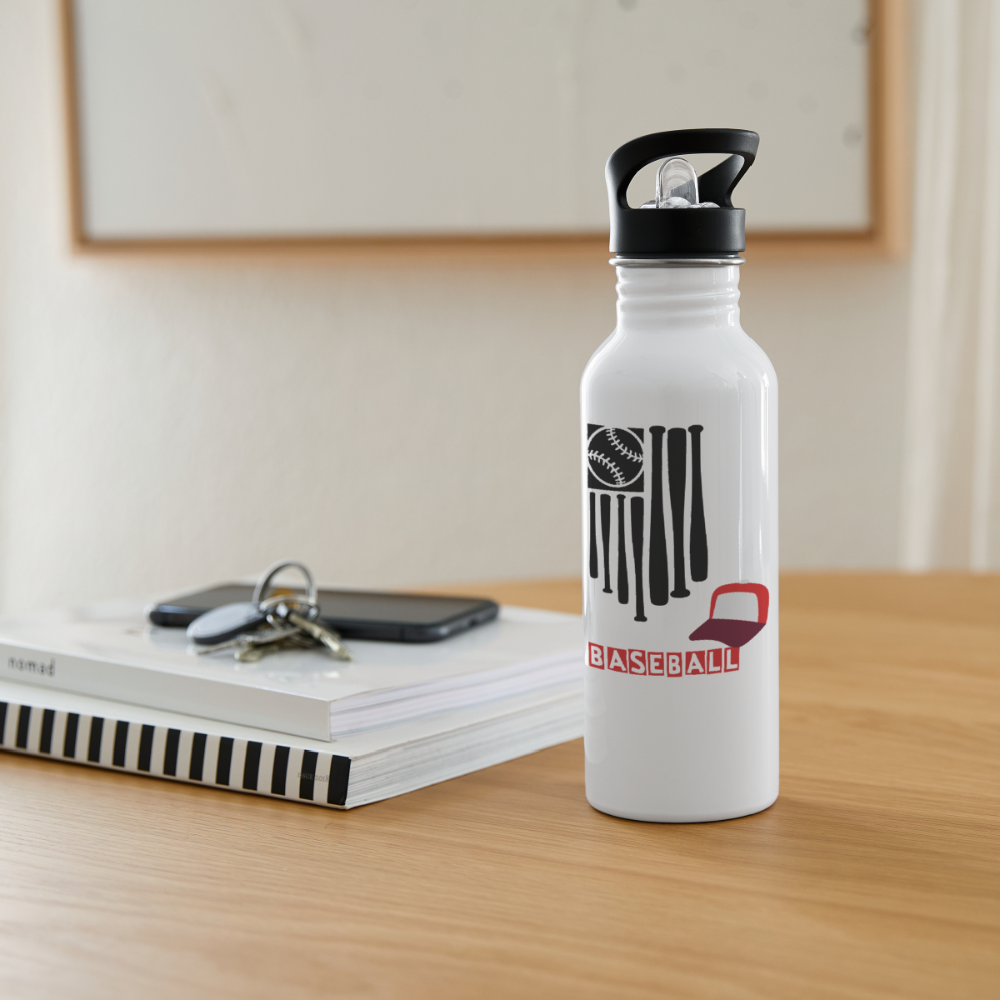 Child's Baseball Stainless Steel Water Bottle - white
