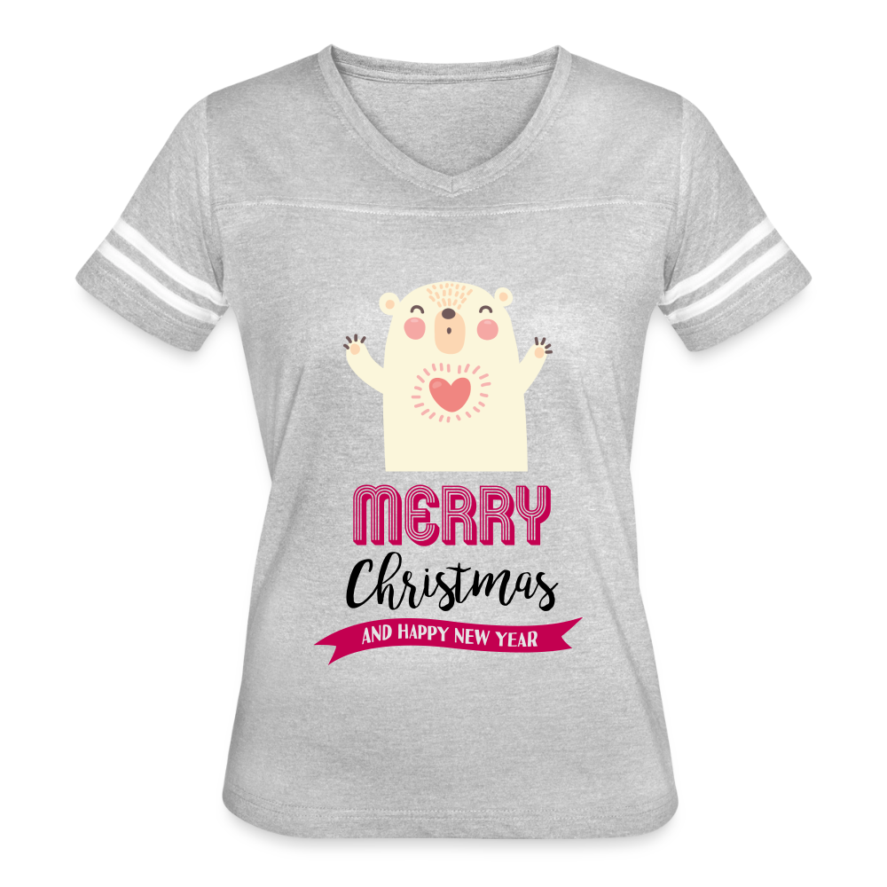Women’s Vintage Christmas Design T-shirt - heather gray/white