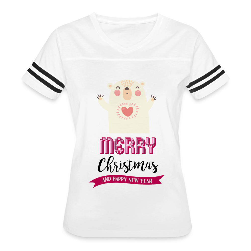 Women’s Vintage Christmas Design T-shirt - white/black