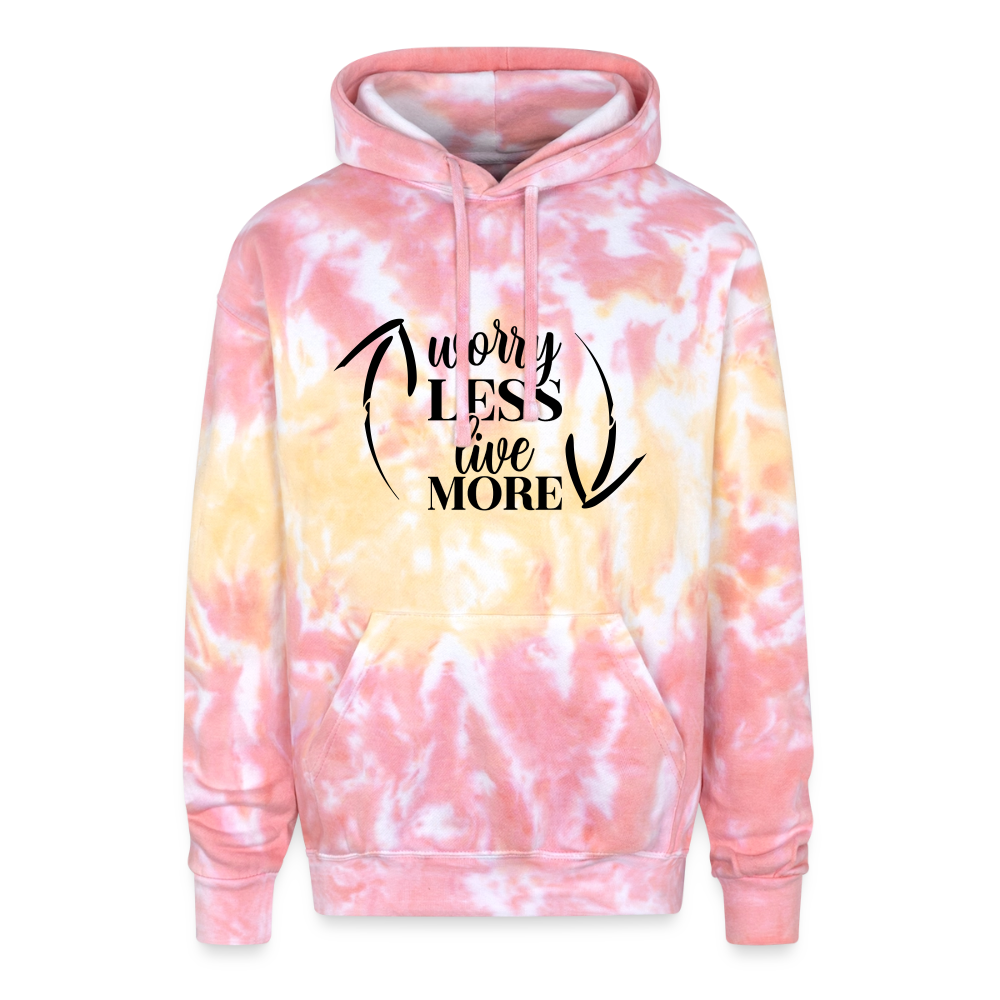 Worry Less Live More Adult Tie Dye Hoodie - funnel cake