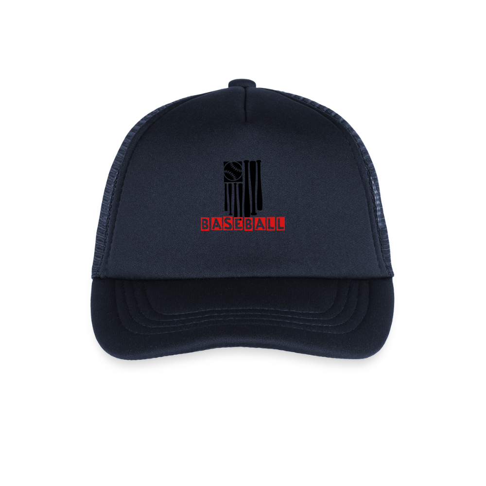 Kid's Baseball Flag Trucker Cap - navy