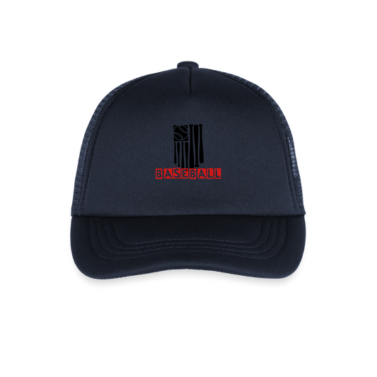 Kid's Baseball Flag Trucker Cap - navy