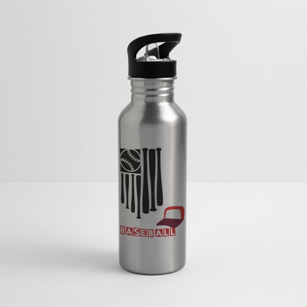 Child's Baseball Stainless Steel Water Bottle - silver