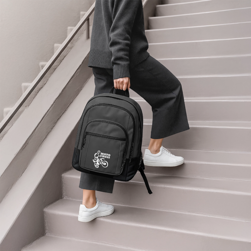 Motocross Bike Rider Basic Backpack - charcoal grey