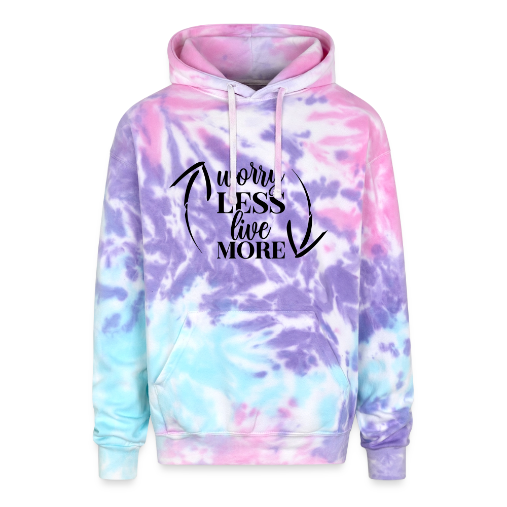 Worry Less Live More Adult Tie Dye Hoodie - cotton candy