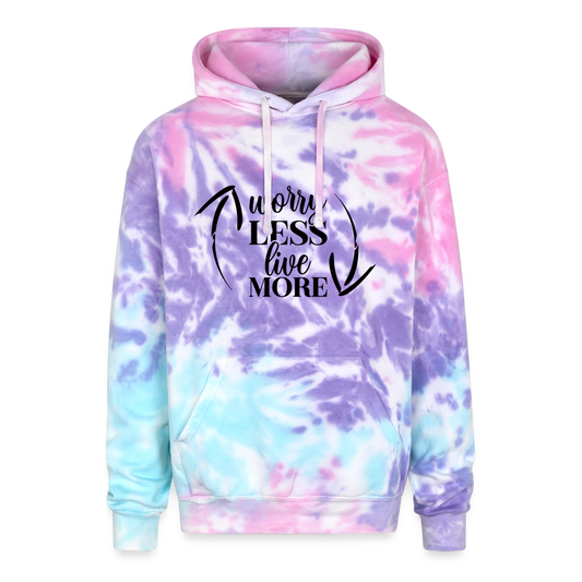 Worry Less Live More Adult Tie Dye Hoodie - cotton candy