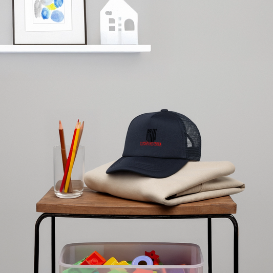 Kid's Baseball Flag Trucker Cap - navy