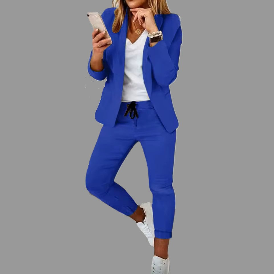 Women’s Quality Blue Slim Fit Double Breasted Jacket and Pants 2-piece Set