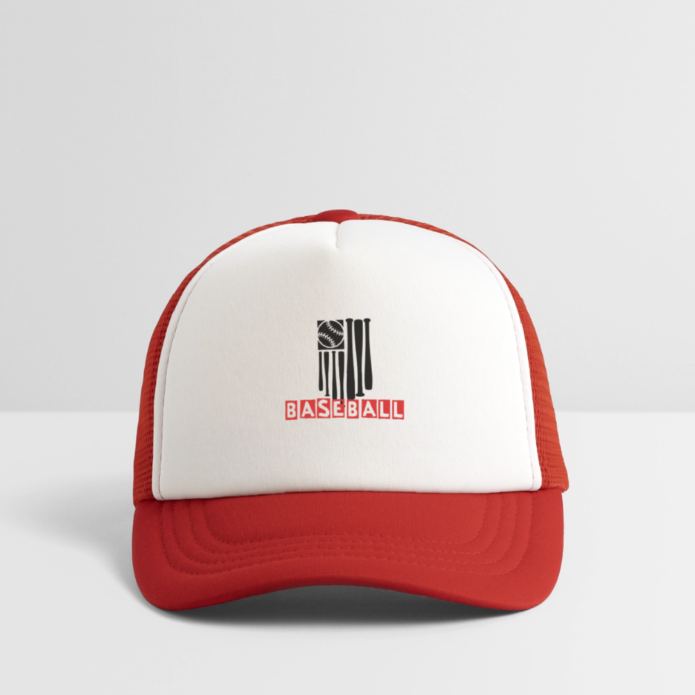 Kid's Baseball Flag Trucker Cap - white/red